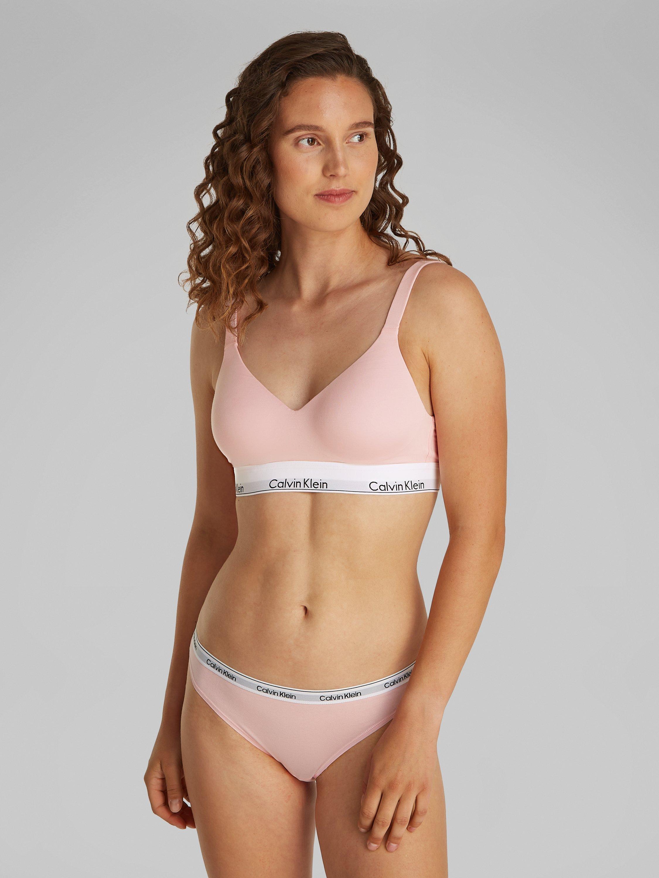 Product image 1 of 5, which shows Calvin Klein Icon Cotton Modal Lift Bralette, Buff Pink, XS