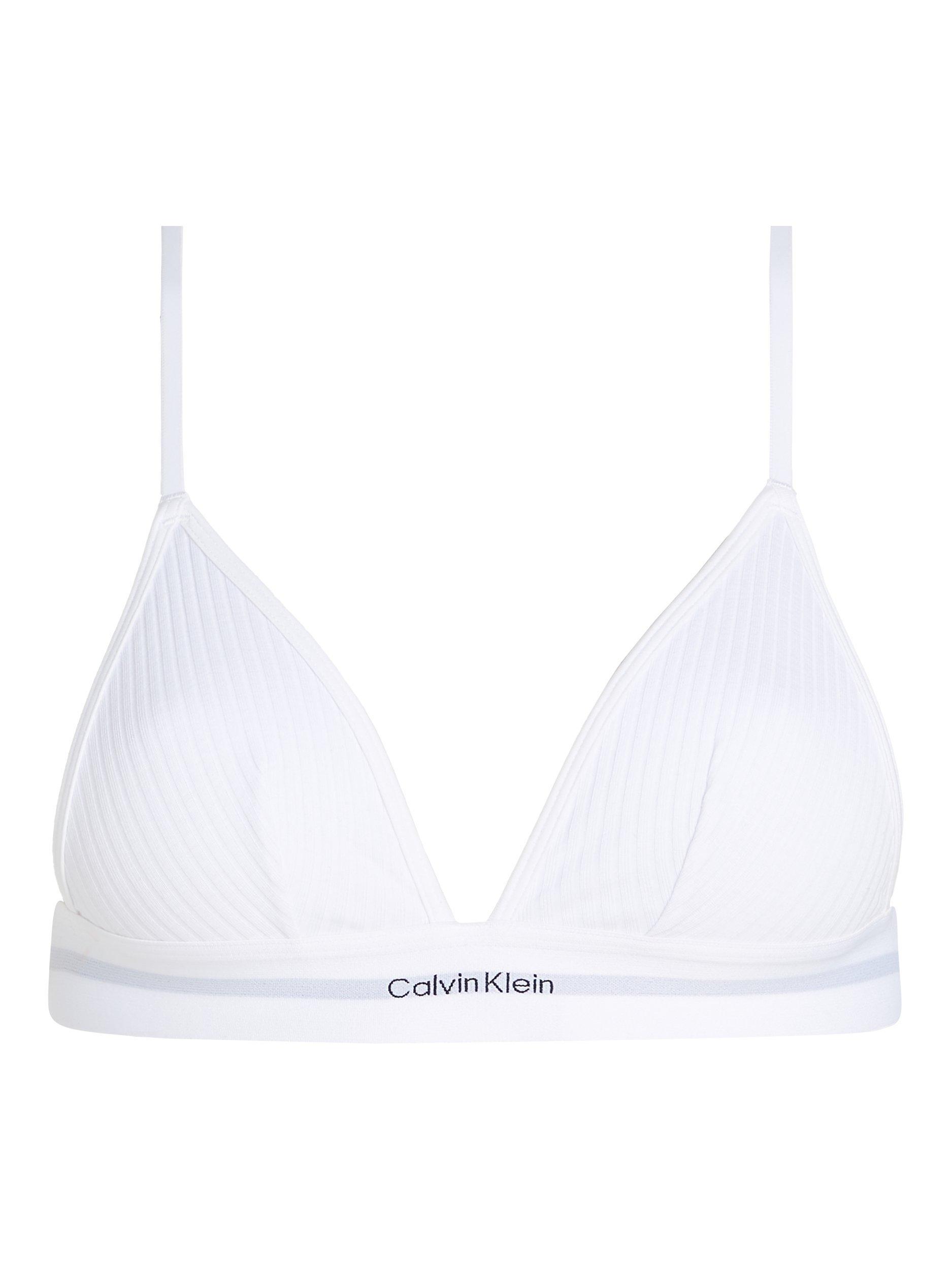 Product image 6 of 6, which shows Calvin Klein Rib Organic Cotton Rich Triangle Bra, White, XS