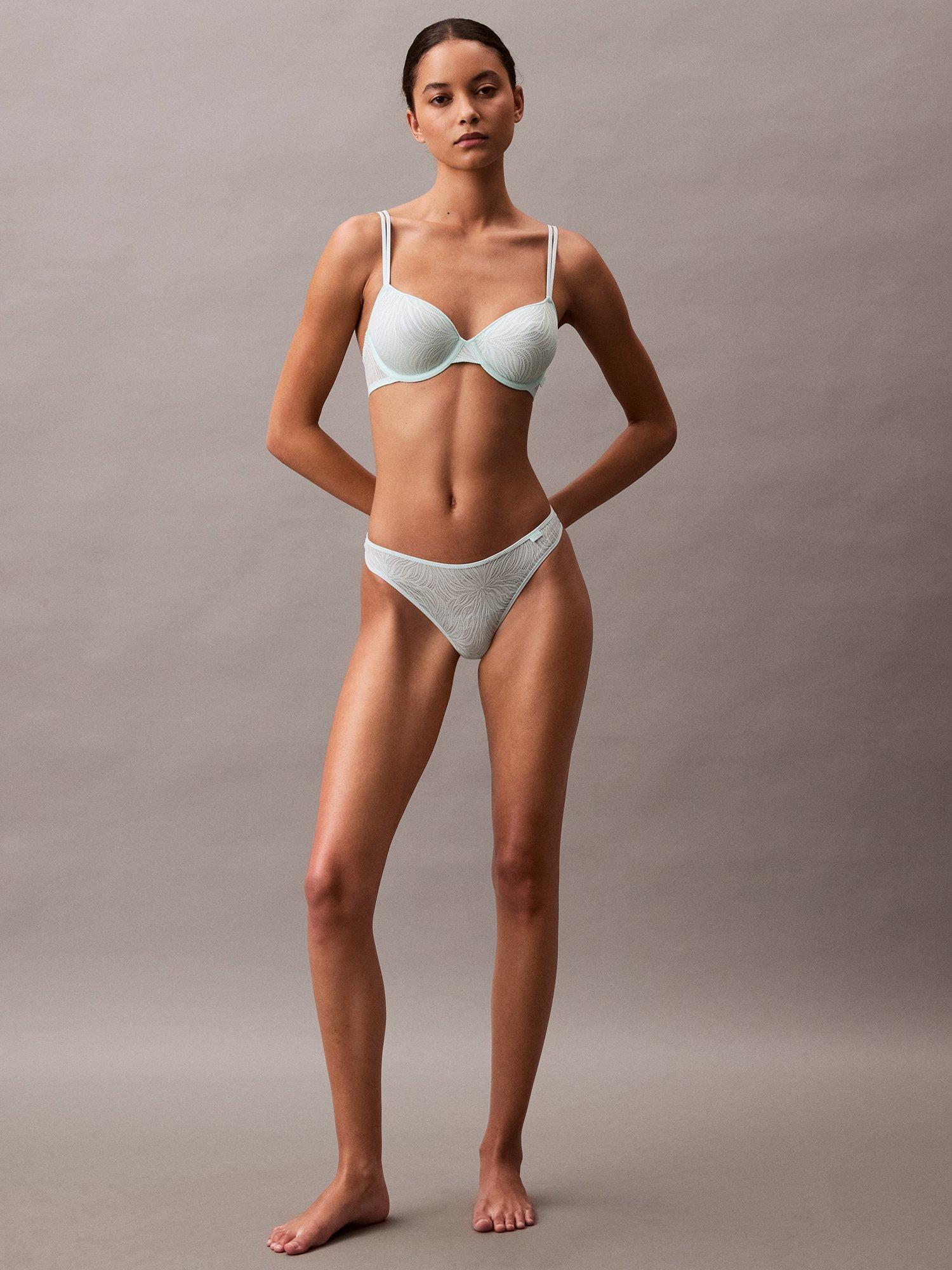 Product image 2 of 4, which shows Calvin Klein Sheer Marquisette Demi Bra, Moonlight Jade, 32A