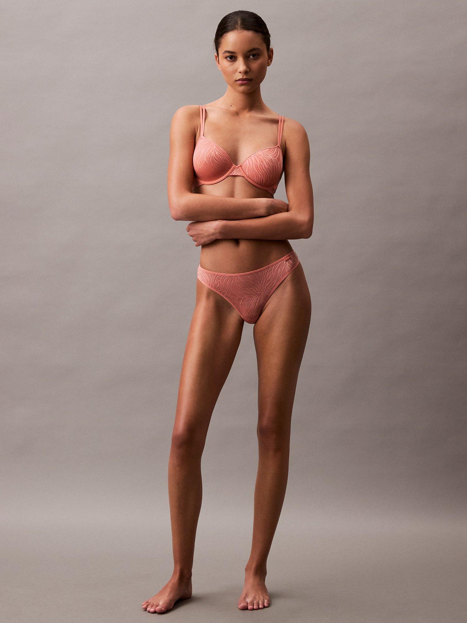 Product image 3 of 4, which shows Calvin Klein Sheer Marquisette Demi Bra, Tawny Orange, 32A