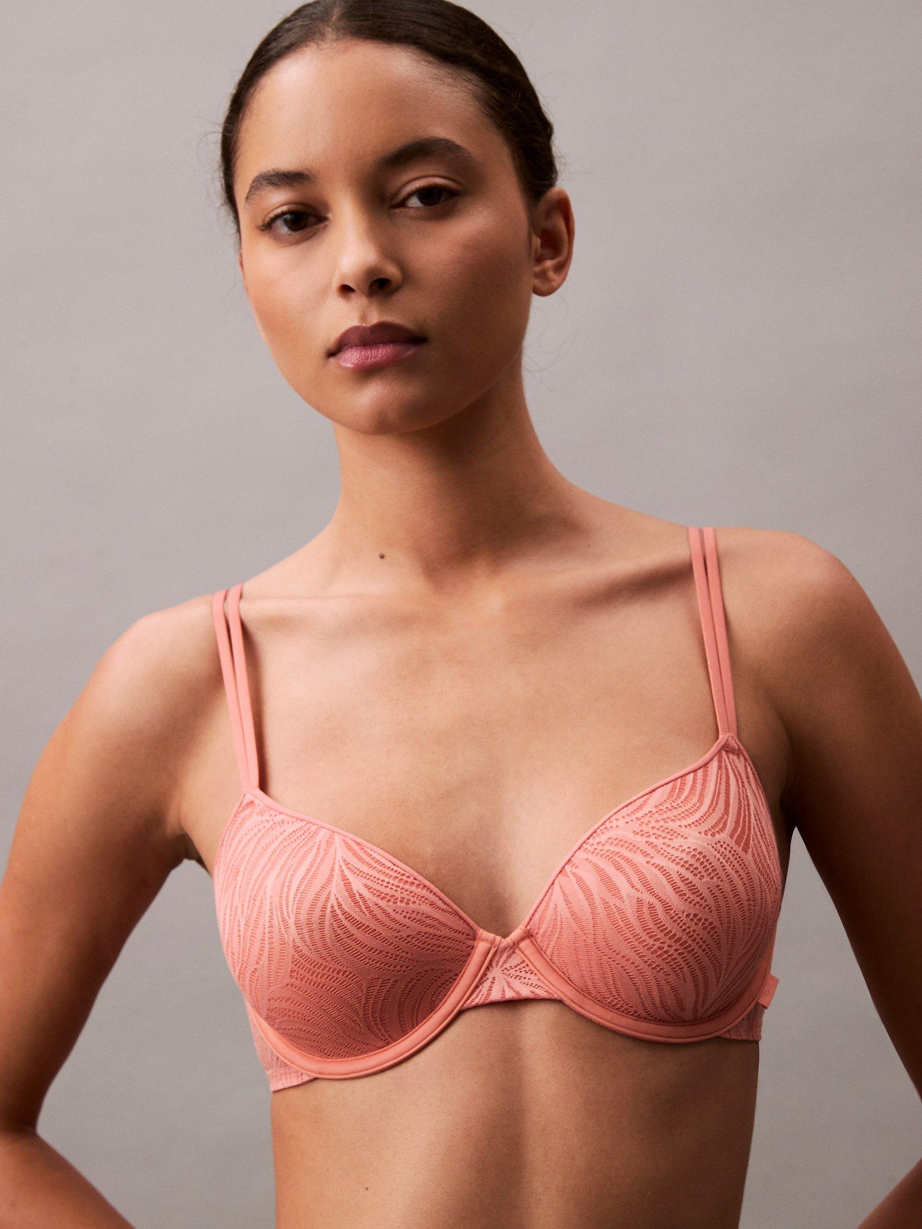 Product image 4 of 4, which shows Calvin Klein Sheer Marquisette Demi Bra, Tawny Orange, 32A
