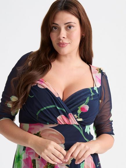 Scarlett & Jo Elizabeth Floral Maxi Dress, Navy/Pink - view 2, Navy/Pink