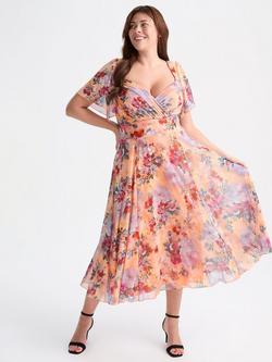 Scarlett & Jo Liz Floral Dress, Peach/Multi
