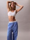 Calvin Klein Logo Band Cotton Poplin Pyjama Bottoms, Glacier