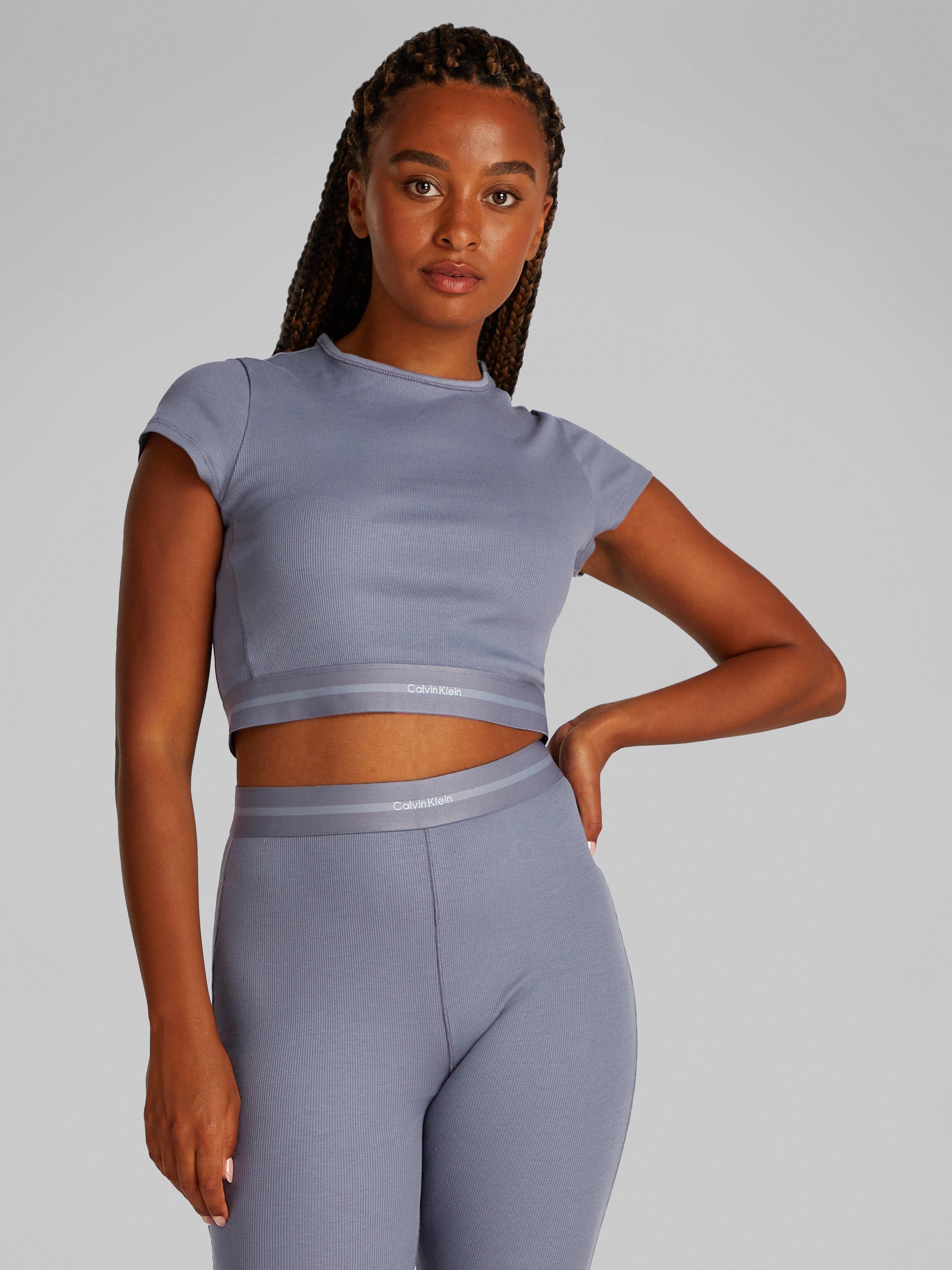 Product image 1 of 5, which shows Calvin Klein Modern Rib Lounge Crop Top, Grisaille, XS