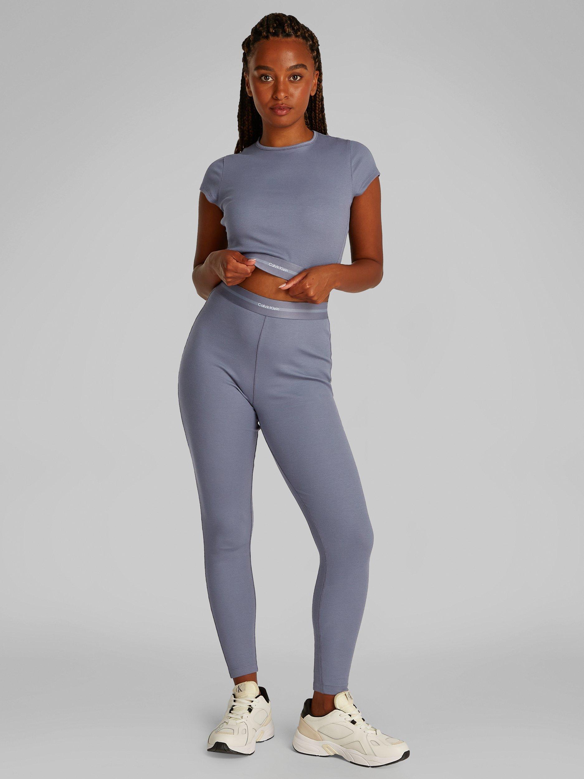 Product image 2 of 5, which shows Calvin Klein Modern Rib Lounge Crop Top, Grisaille, XS