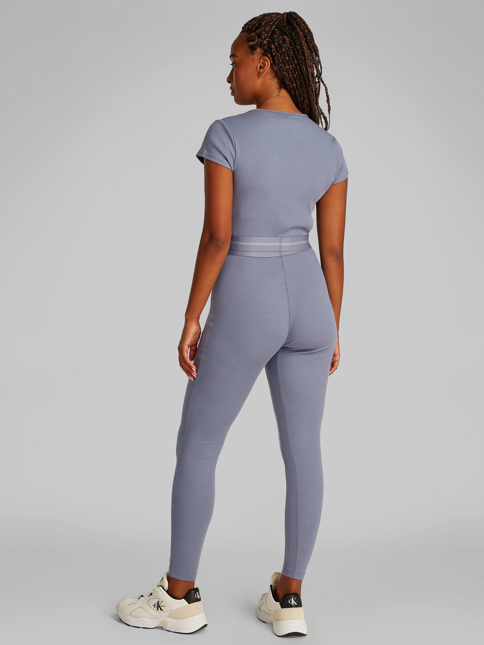 Product image 3 of 5, which shows Calvin Klein Modern Rib Lounge Crop Top, Grisaille, XS