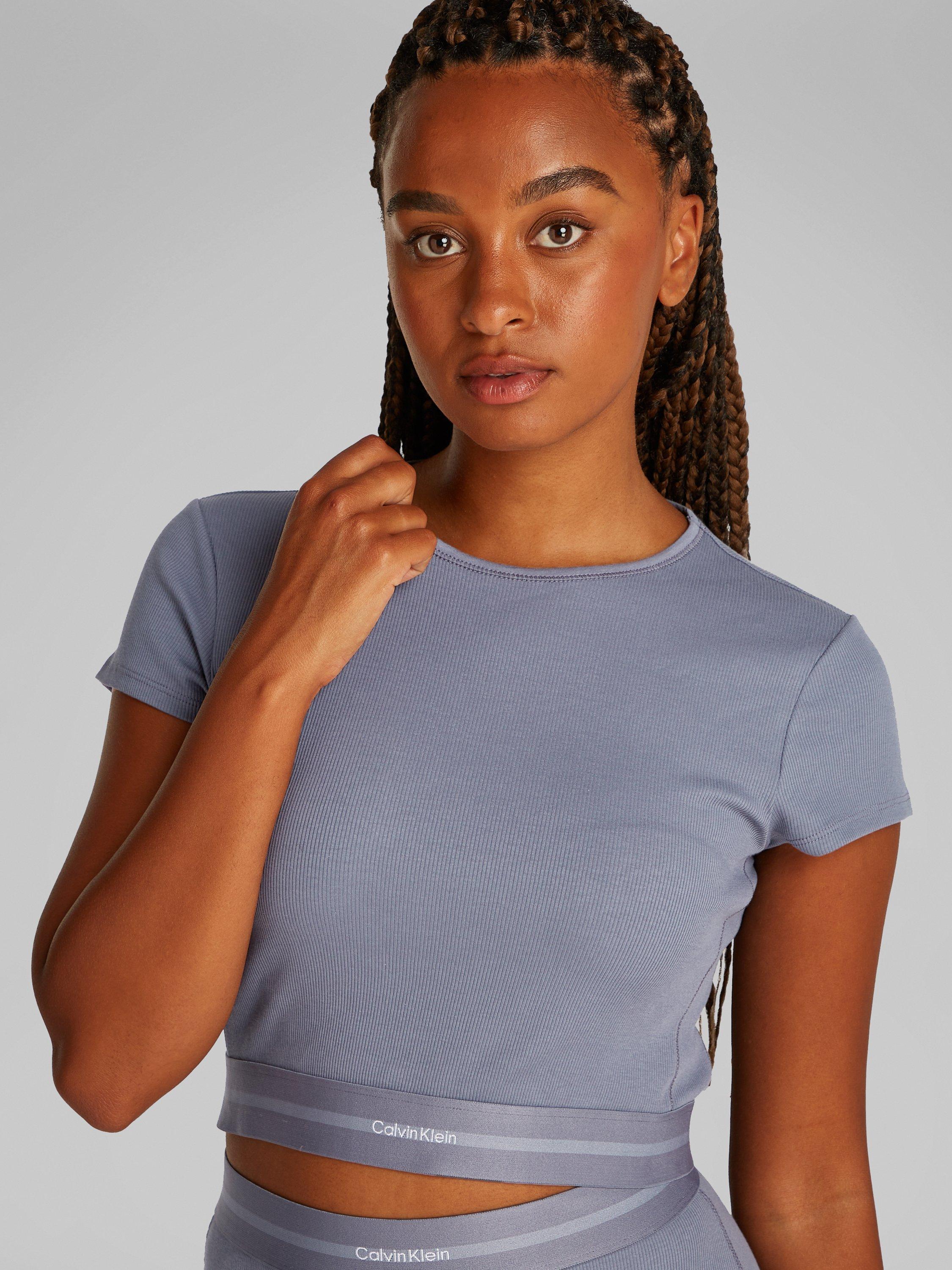 Product image 4 of 5, which shows Calvin Klein Modern Rib Lounge Crop Top, Grisaille, XS