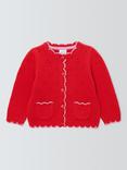 John Lewis Baby Pointelle Scallop Cardigan, Red