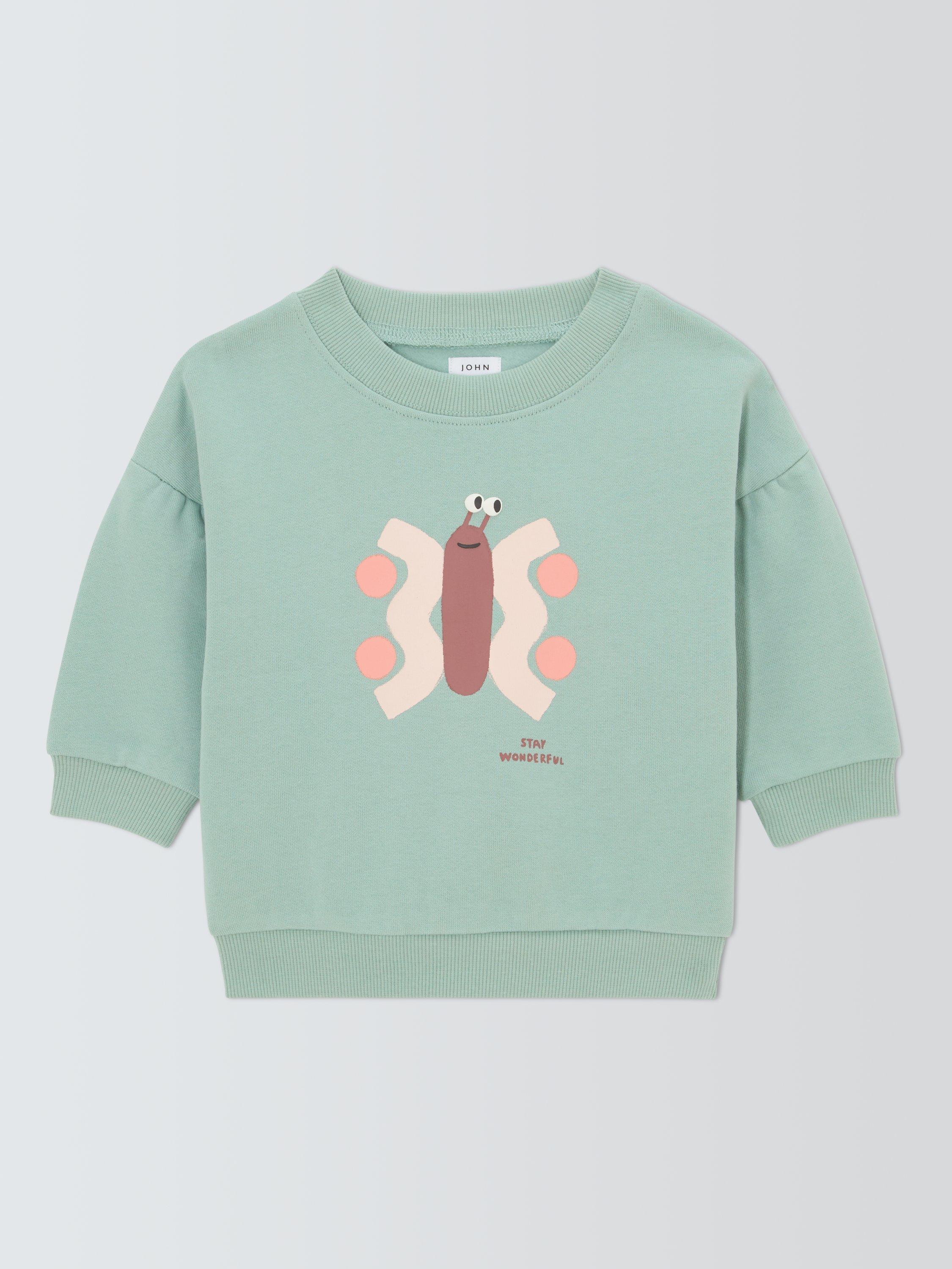 Product image 1 of 3, which shows John Lewis Baby Butterfly Sweatshirt, Blue, 3-6 months