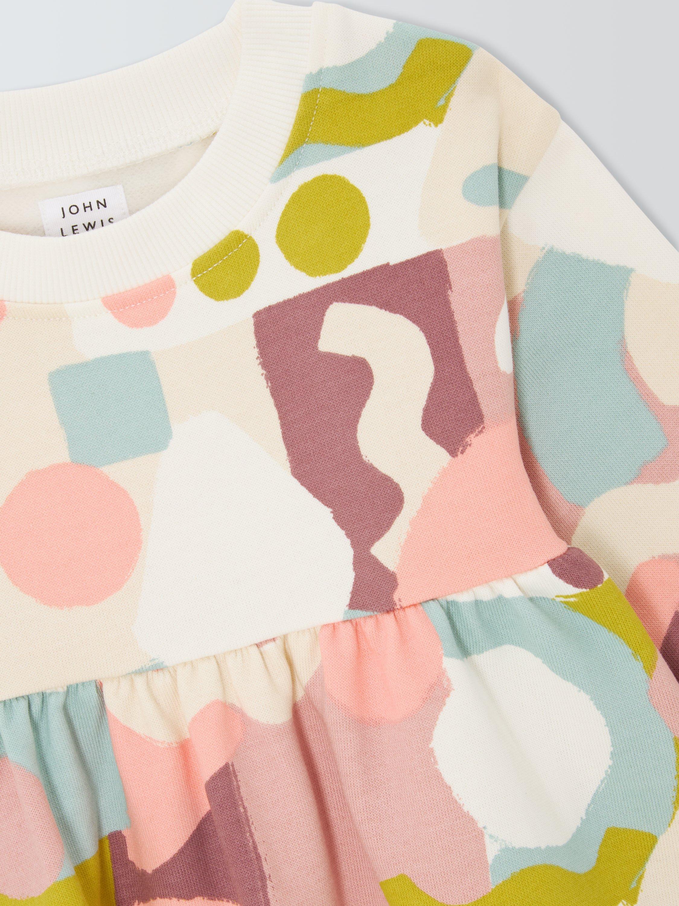 Product image 3 of 3, which shows John Lewis Baby Shape Sweatshirt Dress, Shapes Multi, 3-6 months