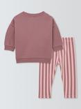 John Lewis Baby Stay Wonderful Sweatshirt and Leggings Set, Dark Pink