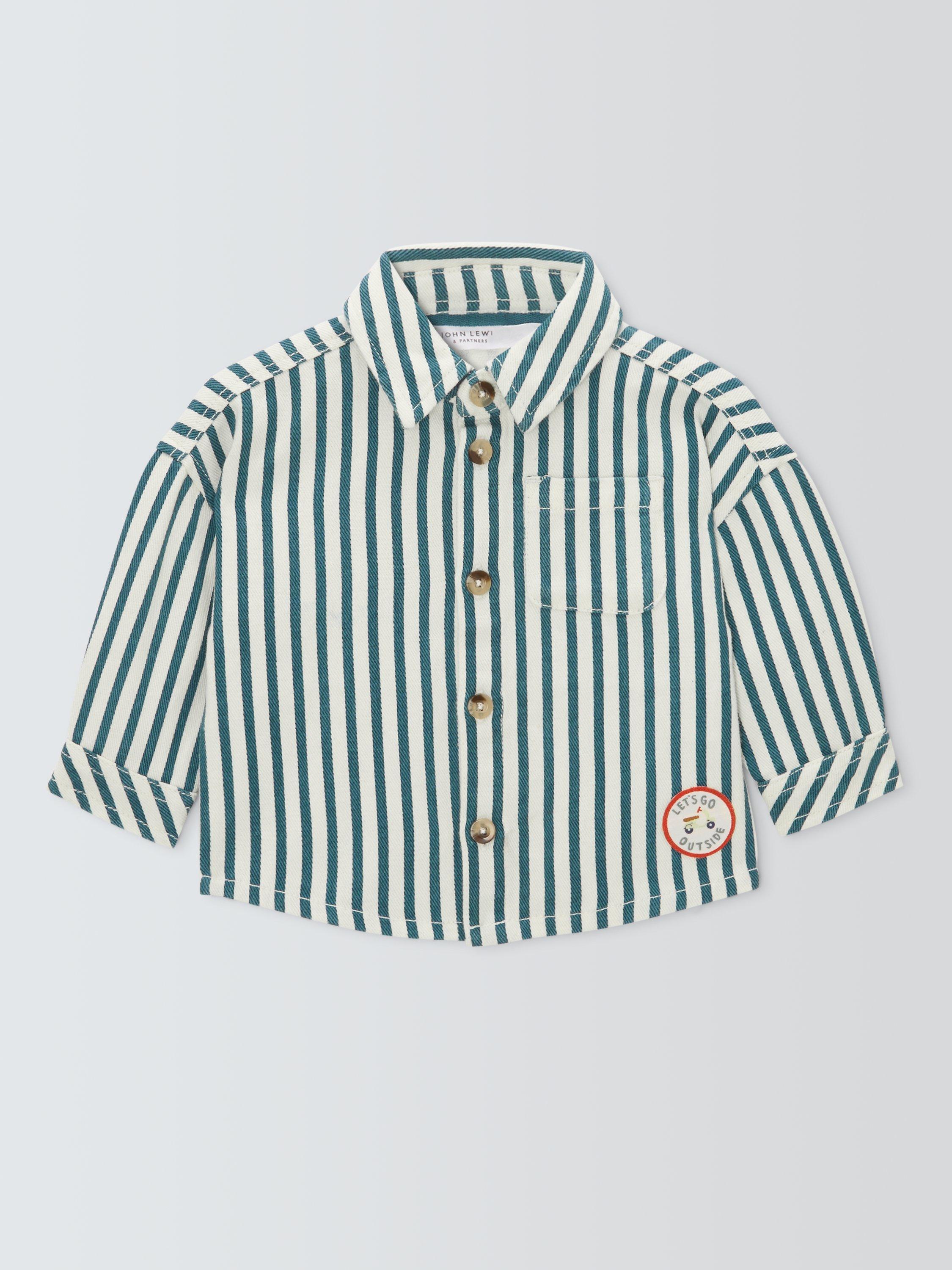 Product image 1 of 3, which shows John Lewis Baby Twill Stripe Shirt, Multi, 0-3 months