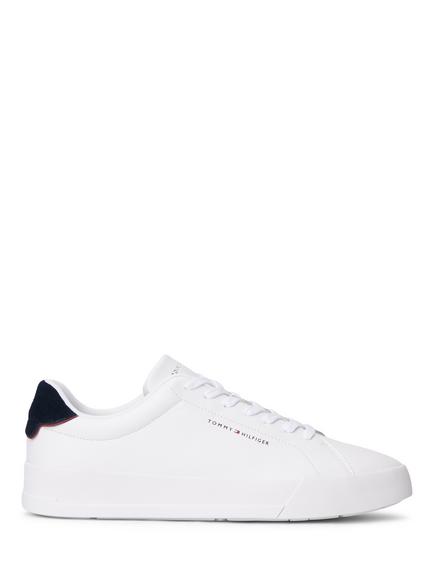 Tommy Hilfiger Logo Court Trainers, White/Desert Sky