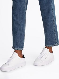 Tommy Hilfiger Logo Court Trainers - view 2, White/Desert Sky