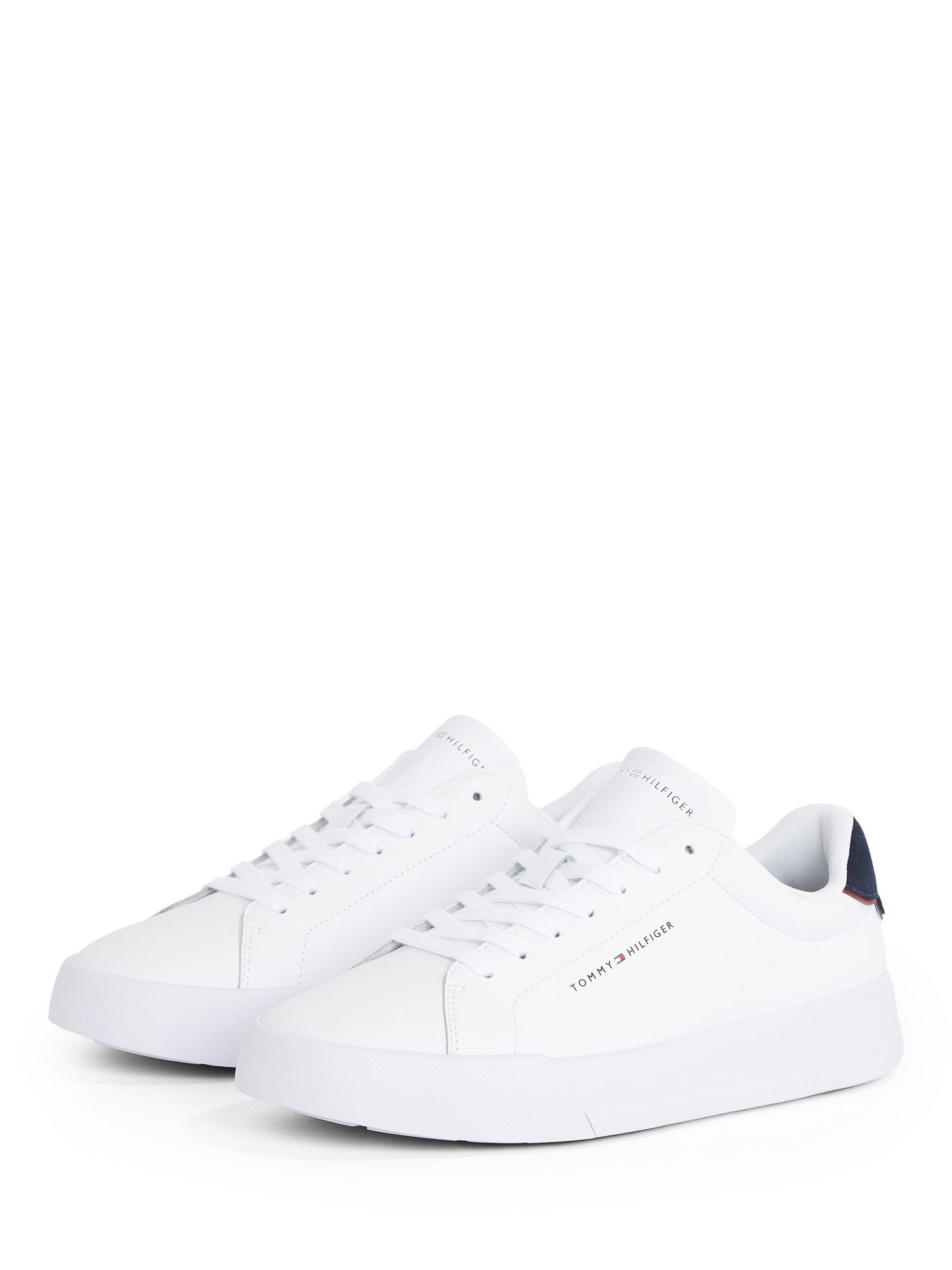 Product image 3 of 6, which shows Tommy Hilfiger Logo Court Trainers, White/Desert Sky, EU40
