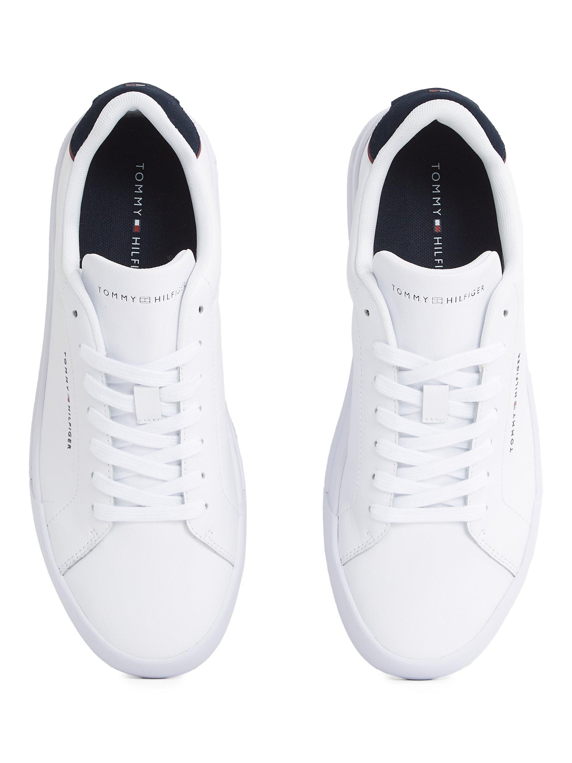 Product image 5 of 6, which shows Tommy Hilfiger Logo Court Trainers, White/Desert Sky, EU40