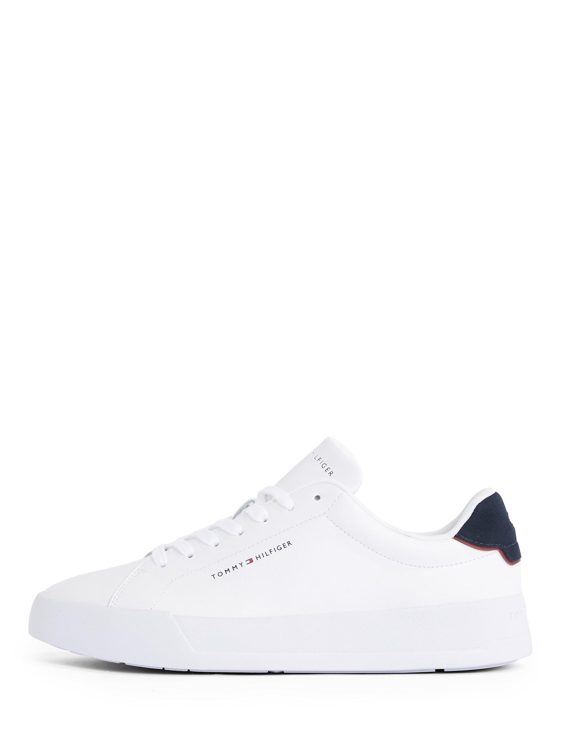 Product image 6 of 6, which shows Tommy Hilfiger Logo Court Trainers, White/Desert Sky, EU40