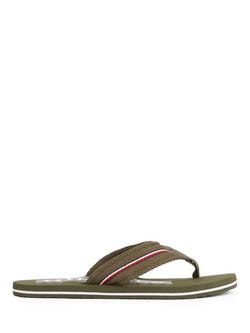 Tommy Hilfiger Signature Tape Webbing Flip Flops, Army Green