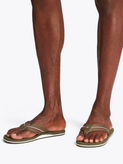 Tommy Hilfiger Signature Tape Webbing Flip Flops - view 2, Army Green