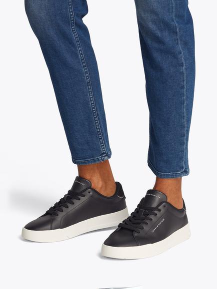 Tommy Hilfiger Logo Court Trainers - view 2, Black