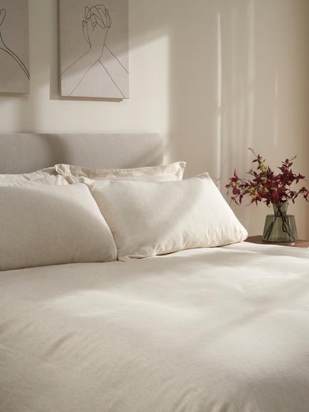 Truly Linen-Cotton Stripe Bedding, Mushroom Stripe, Mushroom/White