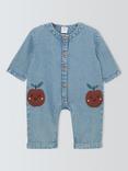 John Lewis Baby  Apple Denim Romper, Blue