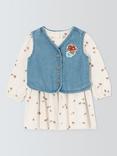 John Lewis Baby Mushroom Dress & Denim Gilet Set, Blue