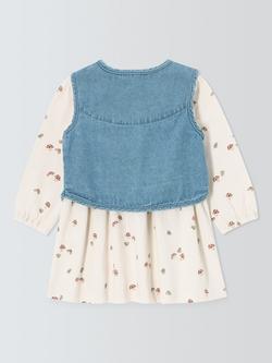John Lewis Baby Mushroom Dress & Denim Gilet Set, Blue - view 2, Blue