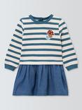 John Lewis Baby Stripe Denim Dress, Blue