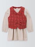 John Lewis Baby Cotton 2-Piece Dress and Gilet Set, Multi