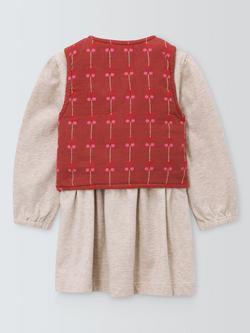 John Lewis Baby Cotton 2-Piece Dress and Gilet Set, Multi - view 2, Multi