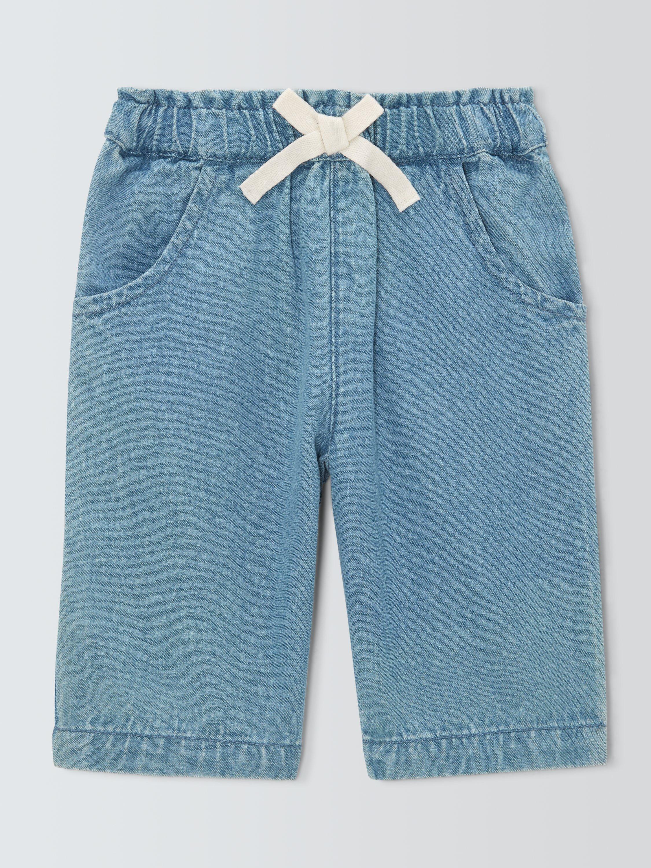 John Lewis Baby Bow Denim Trousers, Blue