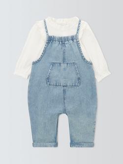John Lewis Baby Denim Dungaree Set, Blue, Blue