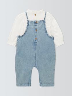 John Lewis Baby Denim Dungaree Set, Blue - view 2, Blue