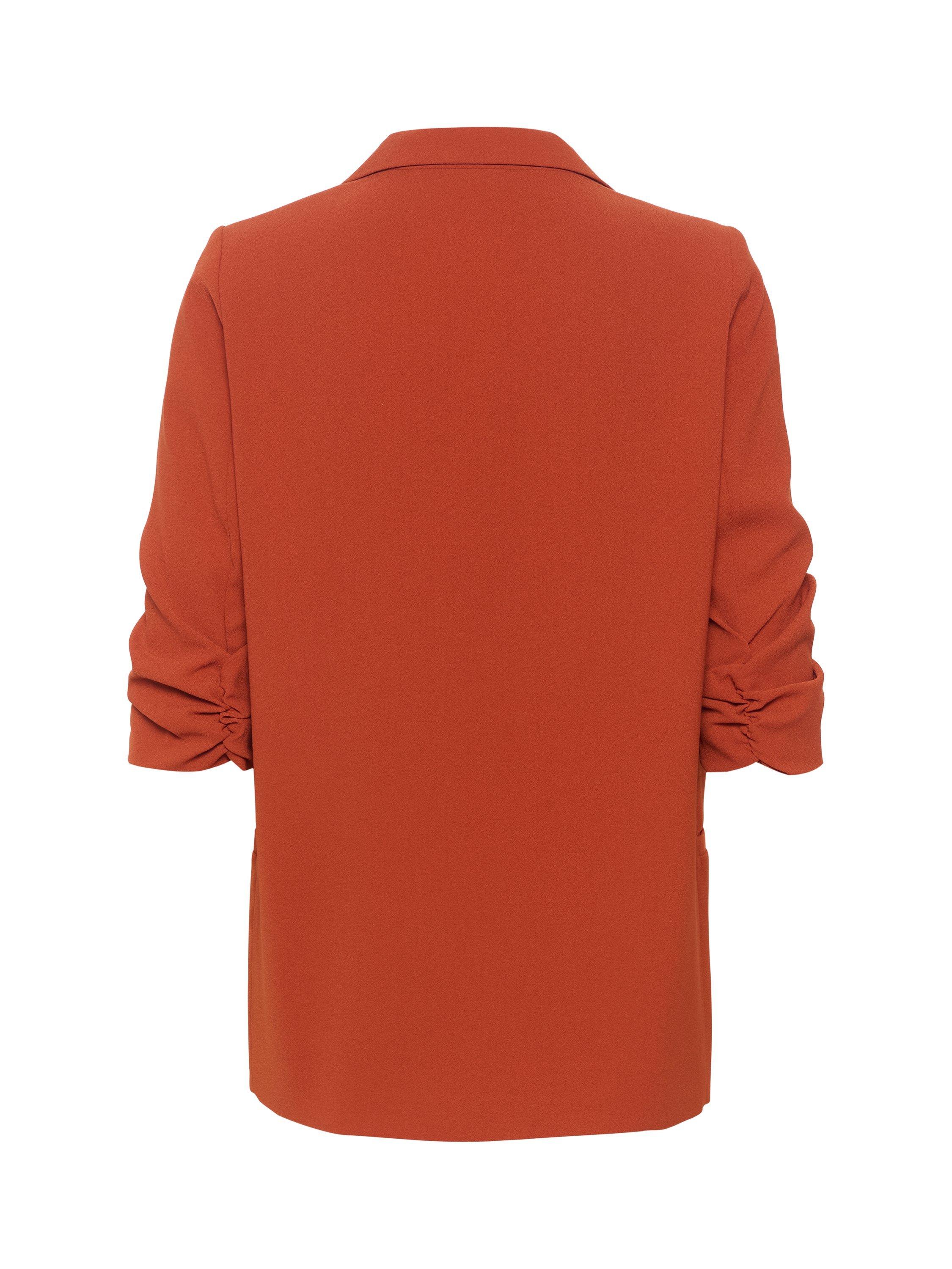 Product image 6 of 6, which shows Soaked In Luxury Shirley Ruched Sleeve Blazer, Picante, XS
