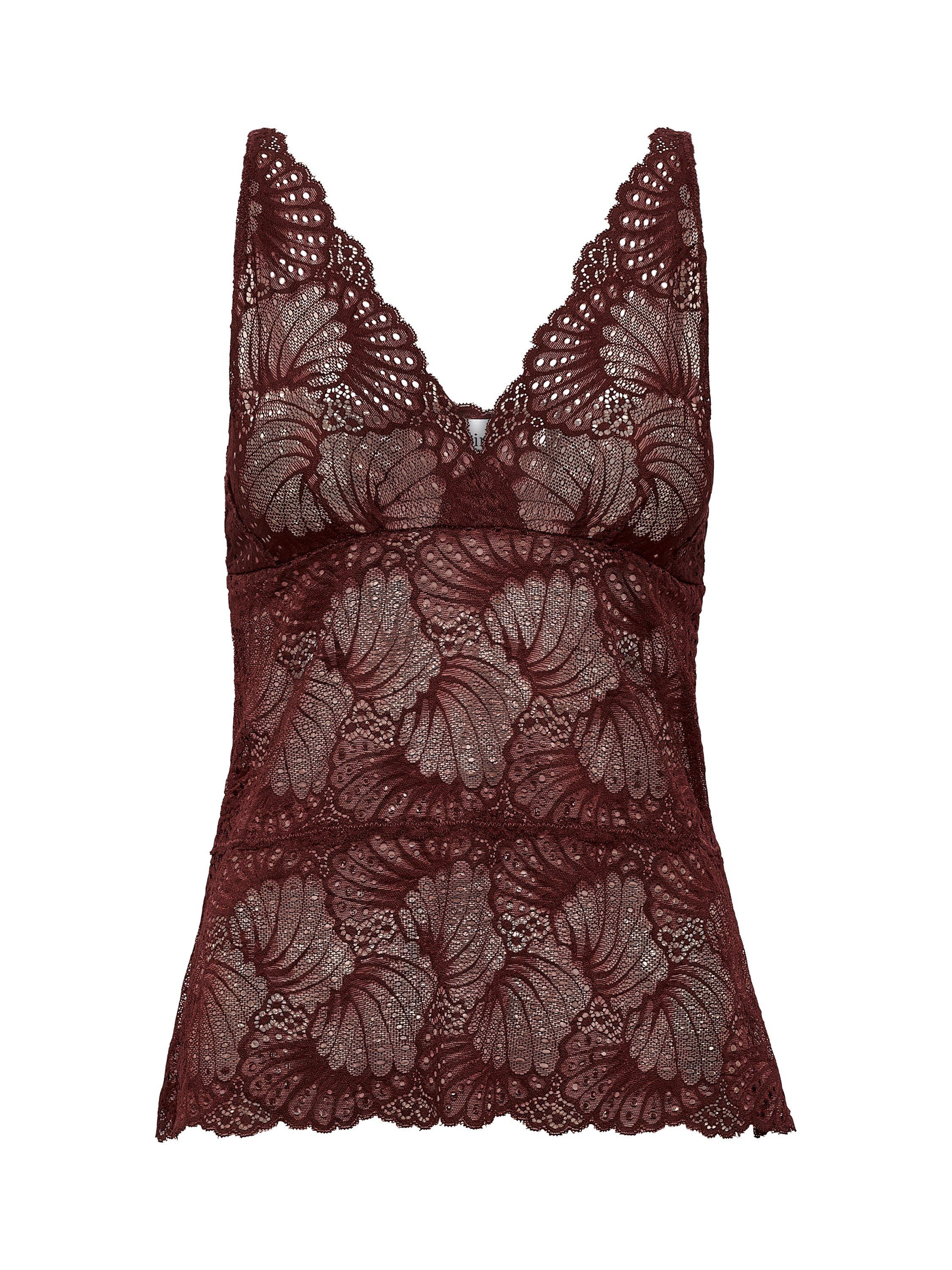 Product image 5 of 6, which shows Saint Tropez Daisy Lace Top, Tawny Port, XS