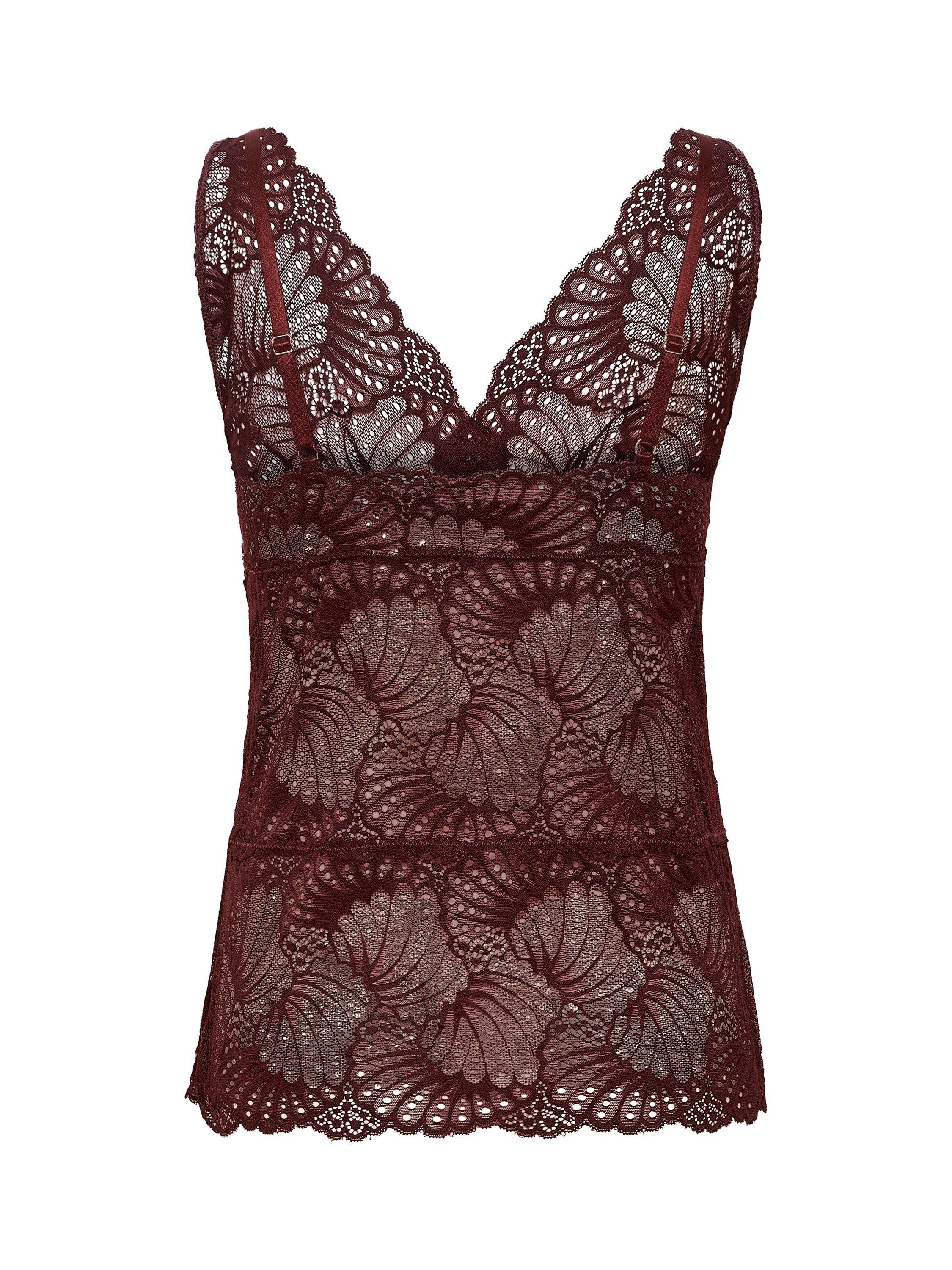 Product image 6 of 6, which shows Saint Tropez Daisy Lace Top, Tawny Port, XS