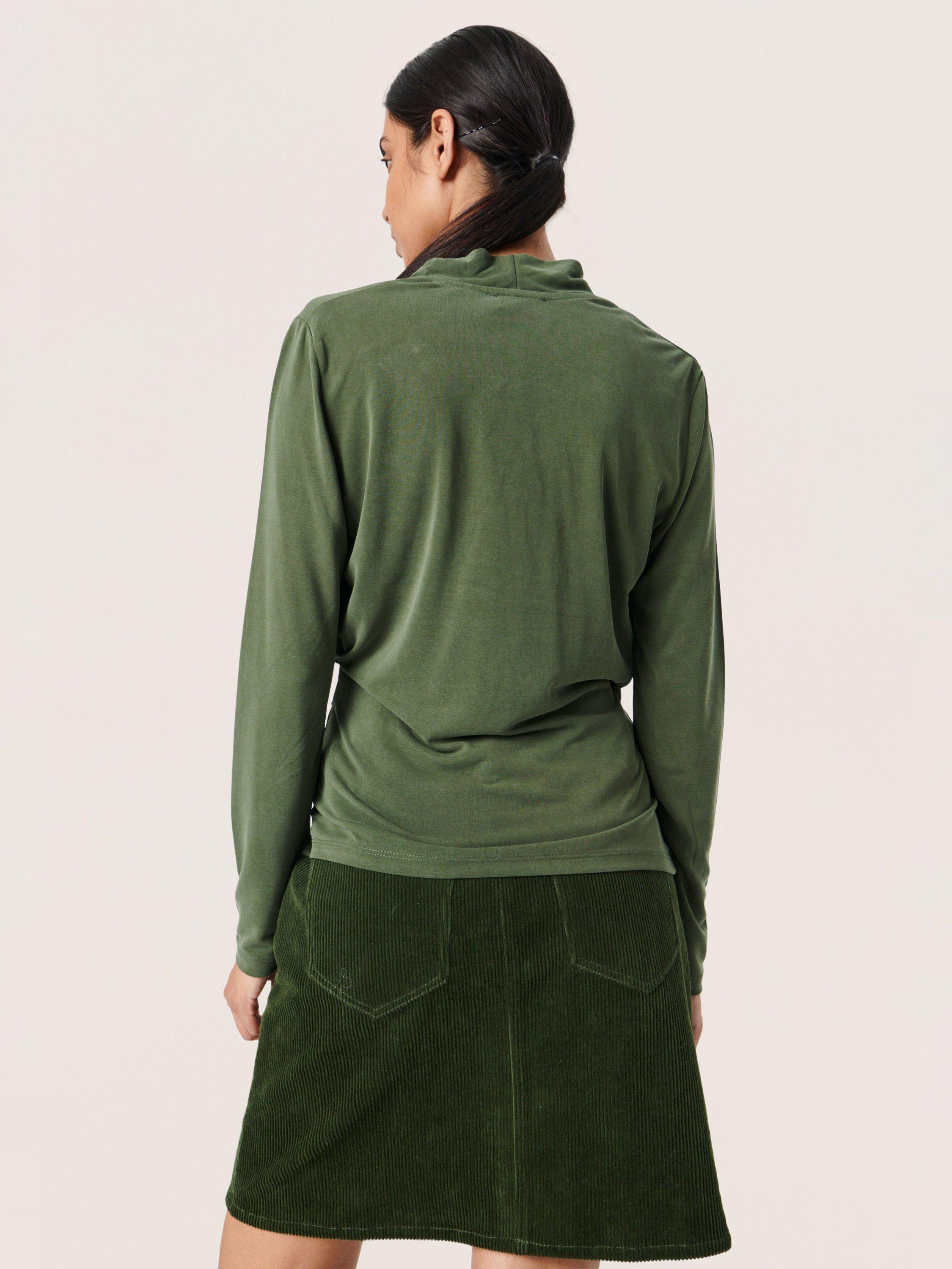 Product image 2 of 5, which shows Soaked In Luxury Columbine Long Sleeve Wrap Blouse, Kombu Green, S