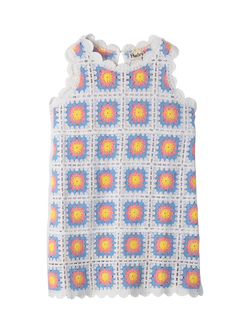 Hatley Kids' Buttercup Sleeveless Crochet Dress, Cornflower Blue - view 2, Cornflower Blue