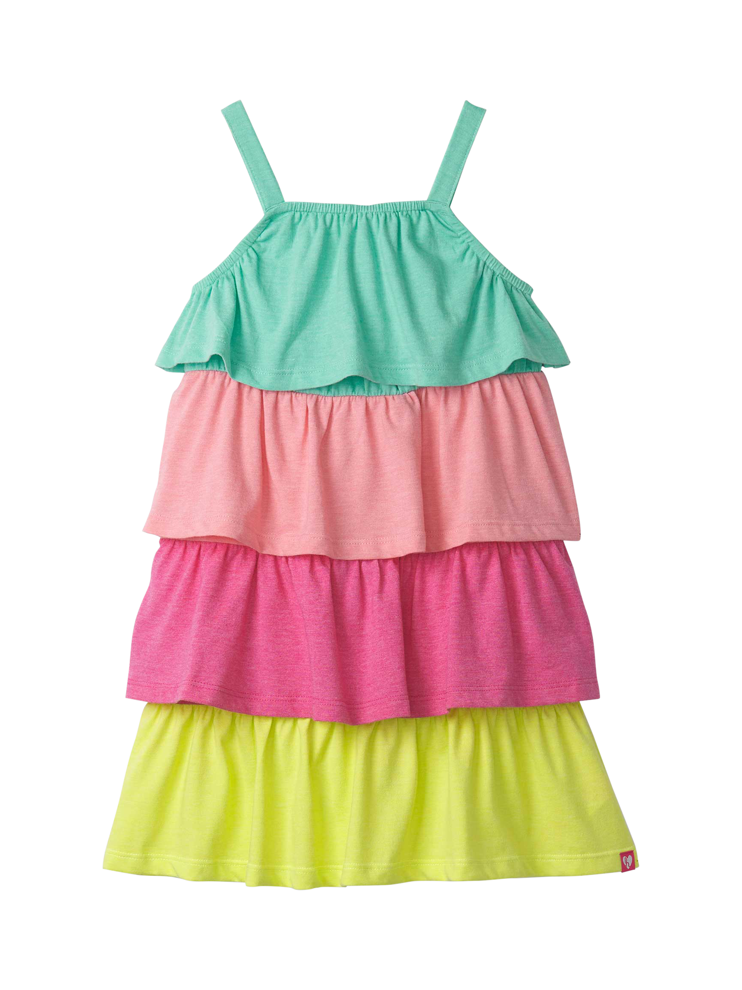 Product image 1 of 2, which shows Hatley Kids' Bright Rainbow Tiered Dress, Cockatoo, 2 years