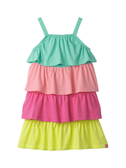 Hatley Kids' Bright Rainbow Tiered Dress, Cockatoo, Cockatoo
