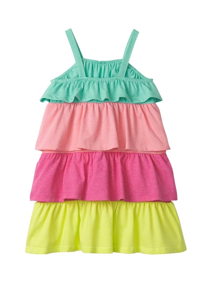 Hatley Kids' Bright Rainbow Tiered Dress, Cockatoo - view 2, Cockatoo