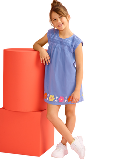 Hatley Kids' Crochet Bodice Dress, Persian Jewel, Persian Jewel