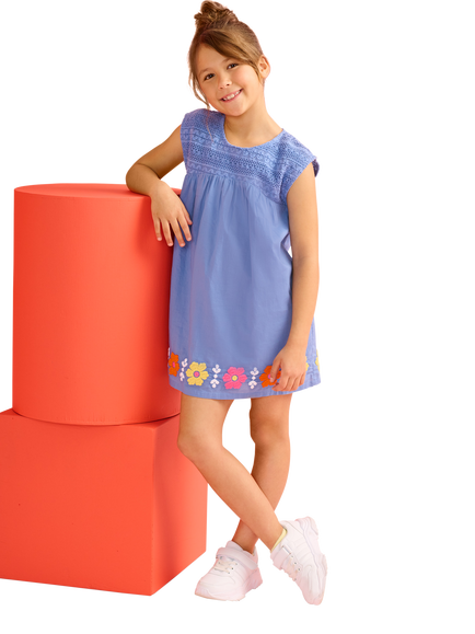 Hatley Kids' Crochet Bodice Dress, Persian Jewel, Persian Jewel