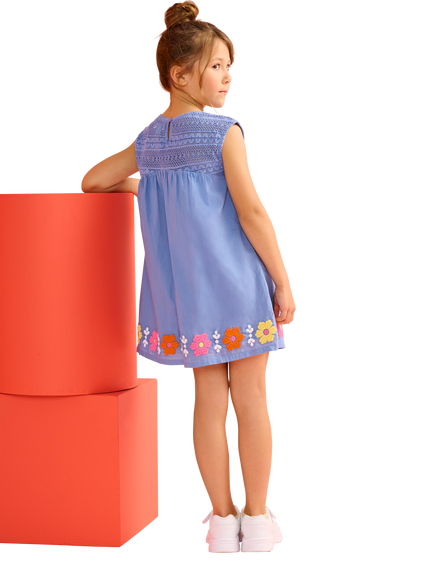 Hatley Kids' Crochet Bodice Dress, Persian Jewel - view 2, Persian Jewel