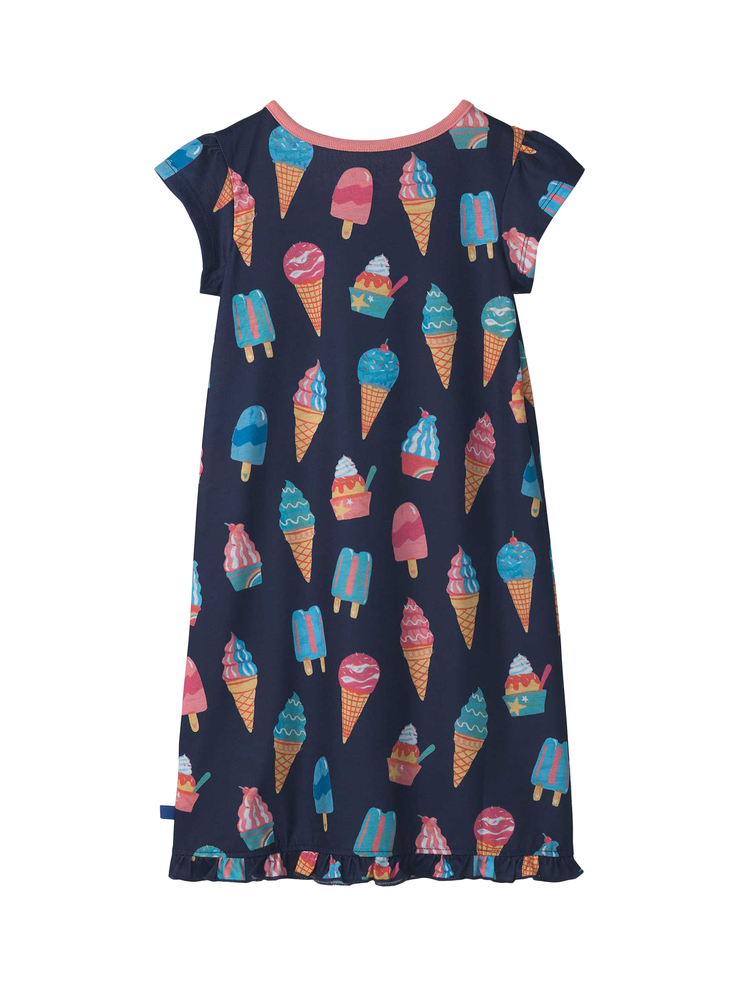 Product image 2 of 2, which shows Hatley Kids' Ice Cream Treats Ruffle Hem Nightdress, Patriot Blue, 2 years
