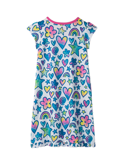 Hatley Kids' Watercolour Doodles Ruffle Hem Nightdress, White - view 2, White