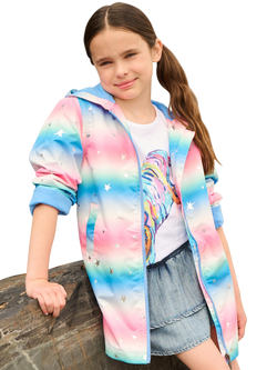 Hatley Kids' Glitter Star A-Line Swing Jacket, Cornflower Blue, Cornflower Blue