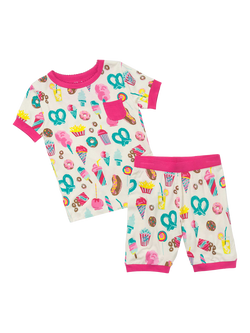 Haltey Kids' Carnival Treats Bamboo Short Pyjama Set, Tender Yellow, Tender Yellow
